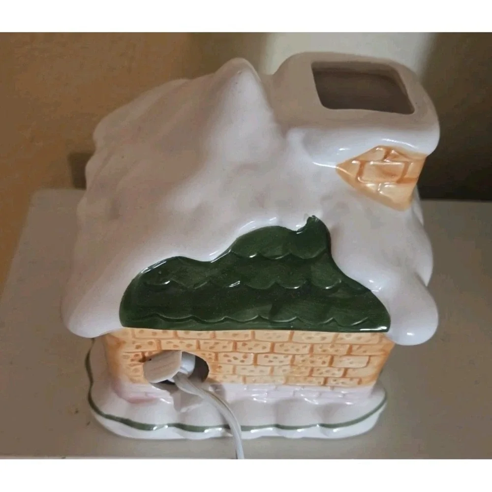 Vintage Village Christmas Lighted House Decorated and Snow Covered Plug in Cord